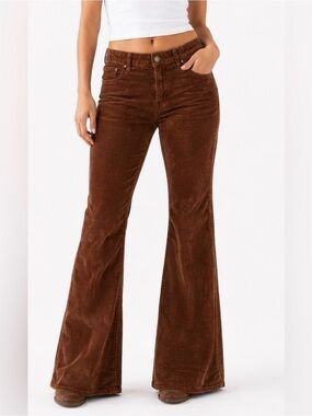 UEC INDIGO RISING BROWN CORDUROY HIGH RISE FLARE PANTS RETRO INSPIRED SZ 28x32